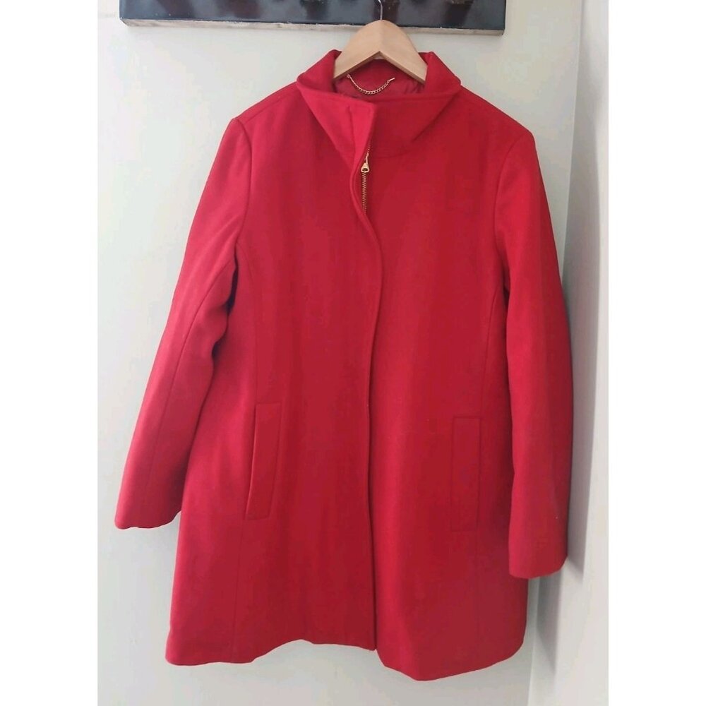 Lands' End Wool Blend Zip Front Dress Coat